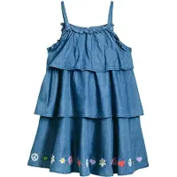 Desigual , Vestido curto com babados, Liocel, Azul, 11/12