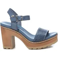Refresh para mulher. 17077702-JEANS Botins de couro 160350 azul (39), 8 a 10cm, Fivela, Casual