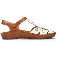 Pikolinos para mulher. 655-0841C1 Sapatos de couro semi-abertos com fecho de gancho e laço P. Vallarta branco (42), 1 a 3cm, Fivela, Casual