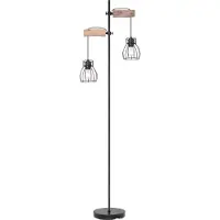 Globo Candeeiro de pé Mina, preto/castanho, altura 168 cm, metal/madeira