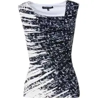 KOROSHI Top azul pombo / preto / branco