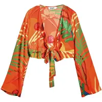 Desigual , Top cruzado tropical, Viscose, Laranja, S