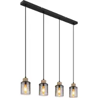 Globo Candeeiro suspenso Reid, quatro luzes, preto/fumo