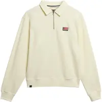 Superdry para mulher. W2012234A Camisola de gola alta branca com meio fecho de correr Athletic Essentials (XL), Branco, Casual, Algodão