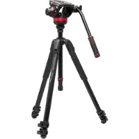 Manfrotto Cabeça De Vídeo Fluida 502 Com Base Plana E Tripé De Alumínio 055 Para Vídeo