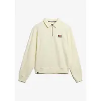 Superdry para mulher. W2012234A Camisola de gola alta branca com meio fecho de correr Athletic Essentials (XL), Branco, Casual, Algodão