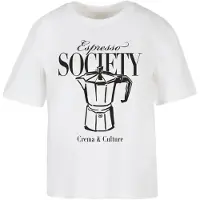 Miss Tee Camisa 'Espresso Society' preto / branco