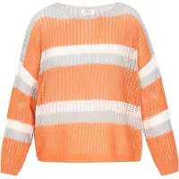 Usha Pullover cinzento / laranja escuro / branco