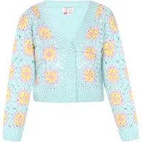 IZIA Casaco de malha turquesa / amarelo / lavanda / cor-de-rosa