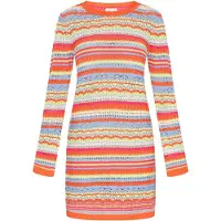 IZIA Vestido de malha 'Festival' azul claro / amarelo pastel / laranja / branco