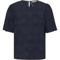 Cream Blusa 'Fina' navy