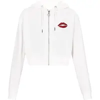 MyMo ROCKS Casaco em moletão 'Comfy' vermelho rubi / branco