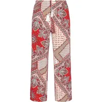 Usha Calças bege / cinzento / vermelho