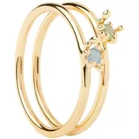 PDPaola Set of gold-plated rings con zircon Les Fleurs Colors AN01-C94 - Circonferenza: 52 mm