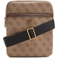 GUESS Mala de ombro 'MILANO CROSSBODY FLAT' bege escuro / castanho / ouro