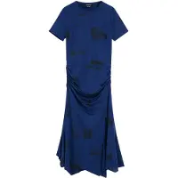 Desigual , Vestido assimétrico postais, PoliÉSter, Azul, XL