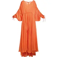 Desigual , Vestido longo esvoaçante, PoliÉSter, Laranja, XS