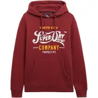 Superdry para homem. M2014358A Sweatshirt com capuz Perfect FIT Script bordô (S), Casual, Algodão, Borgonha