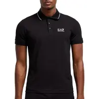 EA7 para homem. 8NPF16_PJVUZ Pólo casual preto (L), Algodão, Manga curta