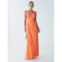 BWLDR Vestido 'Chelsea' verde / laranja / laranja escuro