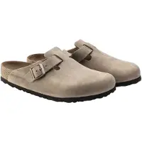 Birkenstock para mulher. 1018147 Tamancos de Couro Boston (Ajuste Regular) castanho (39), Marrom, Plano, Nenhum, Casual