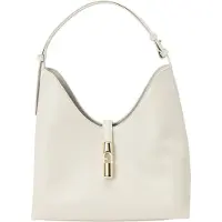Furla Mala de ombro 'Sac Bandoulière M Goccia Cuir Gris/Blanc' branco