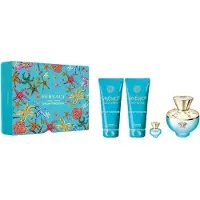 Versace Conjunto de presente feminino Dylan Turquoise EDT 100ml, gel de banho 100ml, gel corporal 100ml e EDT miniatura 5ml
