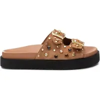Carmela para mulher. 16240101-CAMEL Sandálias de couro 162401 castanho (40), Marrom, 1 a 3cm, Nenhum, Casual