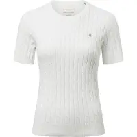 Gant para mulher. 4800105 Camisola de malha em ponto de oitos, em algodão elástico branco (L), Casual, Clássico, Manga curta