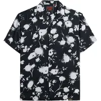 Superdry para homem. M4010941A Camisa de manga curta estampada preta (S), Preto, Casual, Modal