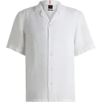 BOSS para homem. 50546244 Camisa Rayer Branca (XXL), Branco, Casual, Linho, Manga curta