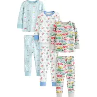 Next Pijama '3er-Pack' azul / verde / vermelho claro / branco