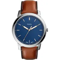 Fossil Relógios analógicos 'The Minimalist 3H' azul escuro / castanho / prata