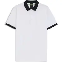 BOSS para homem. 50544192 Pólo branco absorvente em piqué de algodão elástico (L), Casual, Manga curta