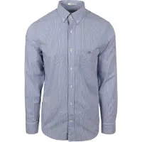 Gant para homem. 3000140 Camisa Poplin Regular Fit Banker Stripe azul (4XL), Casual, Algodão, Manga comprida