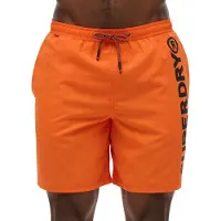 Superdry para homem. M3010248A Fato de banho de 43,2 cm com gráfico desportivo laranja (M), Beachwear, Polister Reciclado, Sustentável