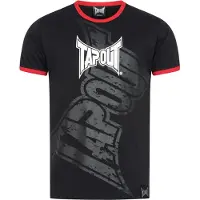TAPOUT Camisa 'Trashed' cinzento escuro / vermelho / preto / branco