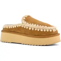Mou para mulher. MU.FW681004A Tamancos Eskimo Plataforma tamancos de couro castanho (39), Marrom, mais que 10cm, Nenhum, Casual