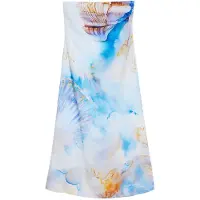 Desigual , Vestido bardot conchas, Viscose, Azul, M