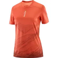 Salomon - Vestuário trail corrida mulher - S/Lab Ultra Tee Aop W Burnt Sienna/Decadent Chocolate para Mulher - Tamanho M - Laranja