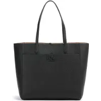 Ralph Lauren para mulher. 431960183002 Bolsa tote Cameryn grande couro granulado preto (OSFA), Casual, Pele