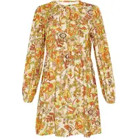 Gaya Vestido 'Festival' creme / amarelo / verde claro / laranja