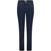 MAC Calças de ganga azul escuro / castanho / branco