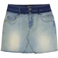 Desigual , Saia jeans de cintura dupla, AlgodÃO, Azul, XL