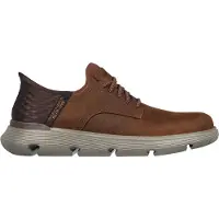 SKECHERS para homem. 205046 Ténis de couro castanho Garza Gervin (42), Marrom, Plano, Cordão, Casual