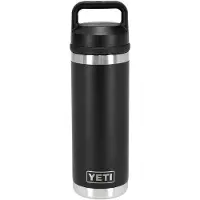 Yeti Rambler Bottle 18oz Chug Cap, Black, garrafa térmica com bico, 532 ml