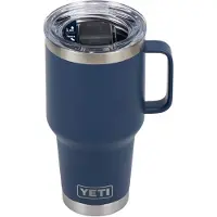 Yeti Rambler Travel Mug 30oz Stronghold Lid, Navy Blue, copo térmico com tampa, 887 ml
