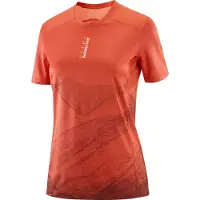 Salomon - Vestuário trail corrida mulher - S/Lab Ultra Tee Aop W Burnt Sienna/Decadent Chocolate para Mulher - Tamanho XS - Laranja