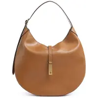 Ralph Lauren para mulher. 428867518002 Bolsa de ombro Polo ID grande de couro de bezerro marrom (OSFA), Bege, Casual, Pele