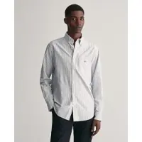 Gant para homem. 3000230 Camisa Oxford de ajuste regular com riscas finas azuis (XS), Azul, Casual, Algodão, Clássico, Manga comprida